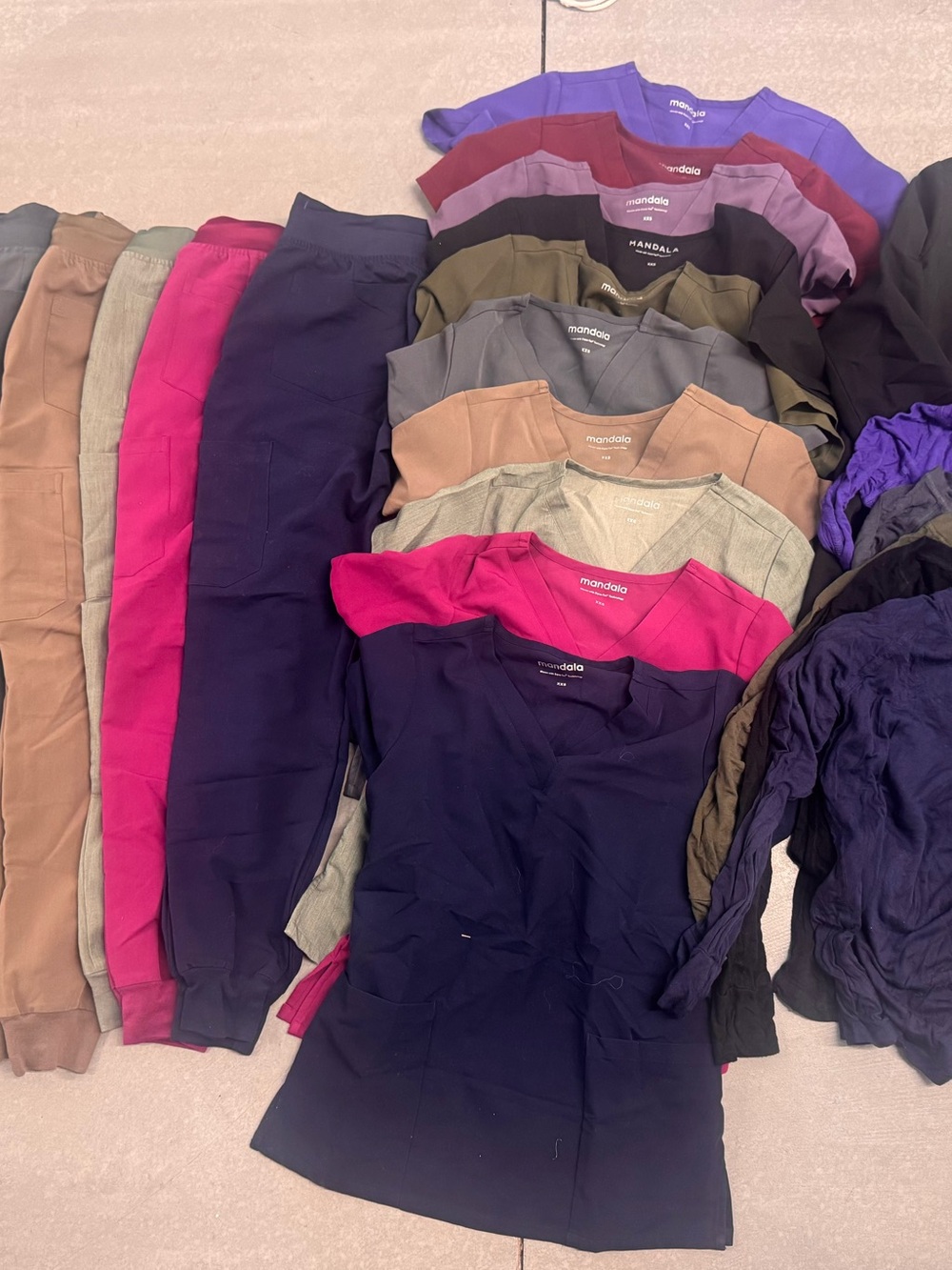 Mandala womenโs scrub tops and bottoms